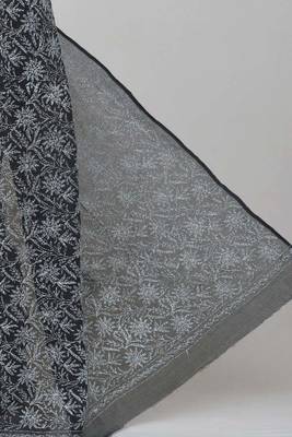 Black embroidered cotton saree  2