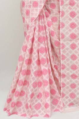 Pink embroidered cotton saree  3