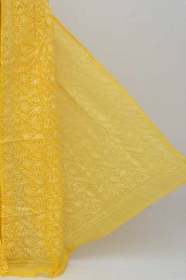  yellow embroidered cotton saree  2