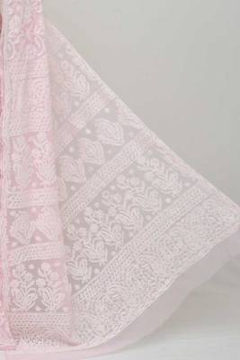 Pink embroidered georgette saree with blouse 2