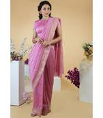 Withered Rose Hand Embroidered Linen Silk Saree