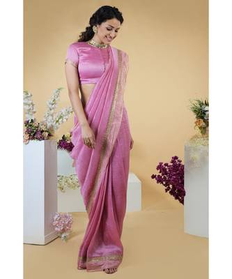 Withered Rose Hand Embroidered Linen Silk Saree 2