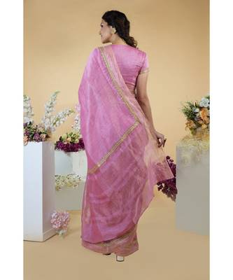Withered Rose Hand Embroidered Linen Silk Saree 5