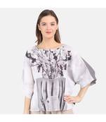 WOMEN'S GREY PRINTED LINE ONE SIZE TOP