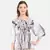 WOMEN'S GREY PRINTED LINE ONE SIZE TOP