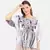 WOMEN'S GREY PRINTED LINE ONE SIZE TOP