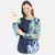 WOMEN'S BLUE PRINTED SILK COTTON TOP