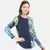 WOMEN'S BLUE PRINTED SILK COTTON TOP