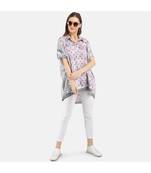 Women's Grey Printed Silk Sateen One Size Tunic