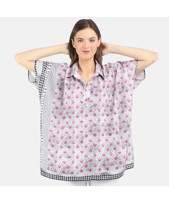 Women's Grey Printed Silk Sateen One Size Tunic 4