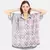 WOMEN'S GREY PRINTED SILK SATEEN ONE SIZE TUNIC