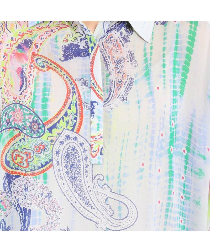 WOMEN'S GREY PRINTED VISCOSE SILK ONE SIZE TUNIC