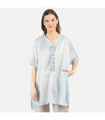 SOFT BLUE FOILEDPOLY CHIFFON TUNIC