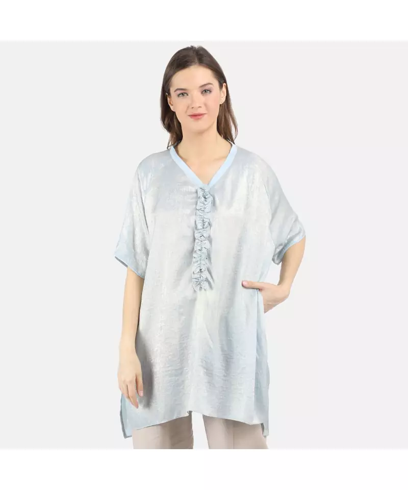 SOFT BLUE FOILEDPOLY CHIFFON TUNIC