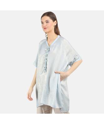 Soft Blue Foiledpoly Chiffon Tunic 2