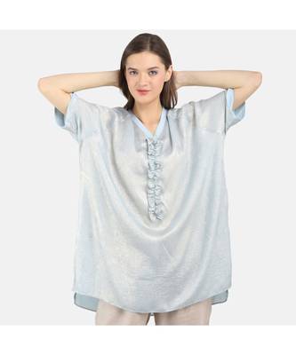 Soft Blue Foiledpoly Chiffon Tunic 4