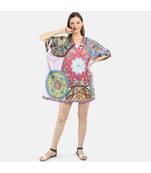 Women's Multi Color Printed Silk Cotton One Size Tunic