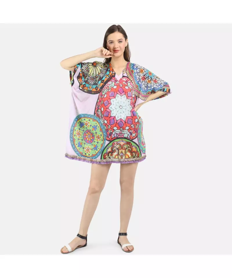 WOMEN'S MULTI COLOR PRINTED SILK COTTON ONE SIZE TUNIC