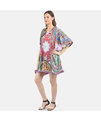 Women's Multi Color Printed Silk Cotton One Size Tunic 2