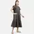 WOMEN'S OLIVE SOLID COTTON POPLIN FRILLSUMMER DRESS