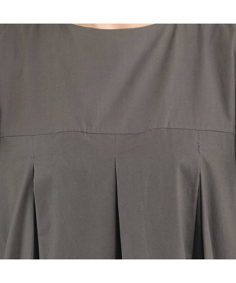 Women's Olive Solid Cotton Poplin Frillsummer Dress