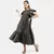 WOMEN'S OLIVE SOLID COTTON POPLIN FRILLSUMMER DRESS