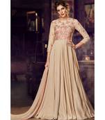 semi stitched satin beige Party Wear Gowns