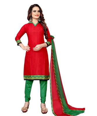 red synthetic dress-materials 1