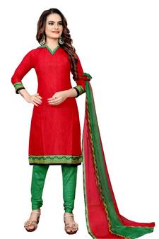 red synthetic dress-materials