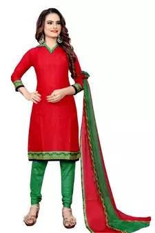 red synthetic dress-materials
