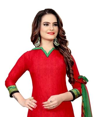 red synthetic dress-materials 2