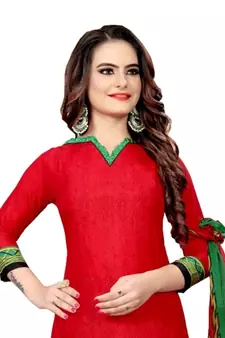 red synthetic dress-materials