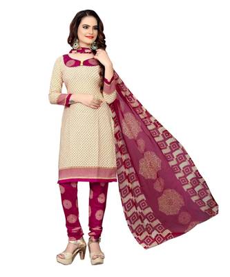 cream synthetic dress-materials 1
