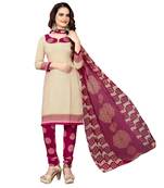 cream synthetic dress-materials