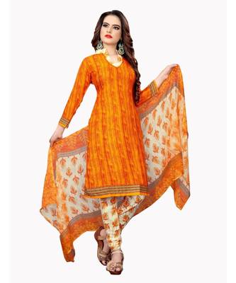 orange synthetic dress-materials 1