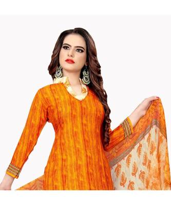 orange synthetic dress-materials 2