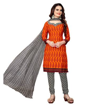 orange synthetic dress-materials 1