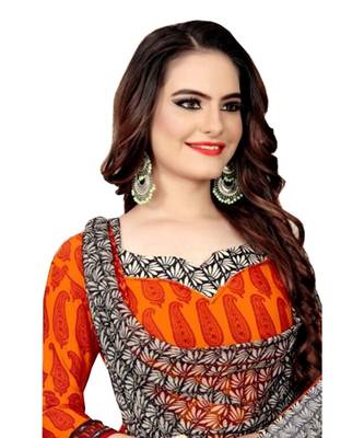 orange synthetic dress-materials 2