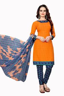 orange synthetic dress-materials