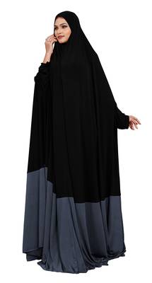JSDC Plain Umbrella Long Flairs Style Hosiery Lycra Women Abaya Burkha Burqa (Black Grey) 2