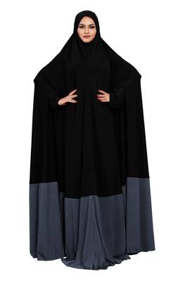 JSDC Plain Umbrella Long Flairs Style Hosiery Lycra Women Abaya Burkha Burqa (Black Grey) 3