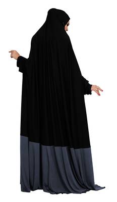 JSDC Plain Umbrella Long Flairs Style Hosiery Lycra Women Abaya Burkha Burqa (Black Grey) 5
