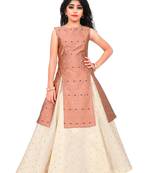 Kids Brown Indo And Cream Lehenga Choli For Girls