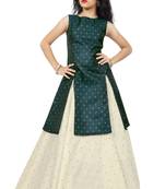 Kids Green Indo With Cream Lehenga Choli For Girls 