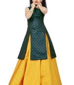 Kids Green Indo With Yellow Lehenga Choli For Girls 