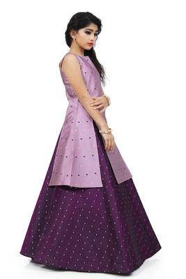 Lavender Indo With Maroon Lehenga For Girls 3