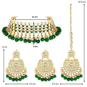 Traditional Kundan & Pearl Studded Choker Necklace Jewellery Set For Women  3