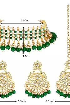 Traditional Kundan & Pearl Studded Choker Necklace Jewellery Set For Women 