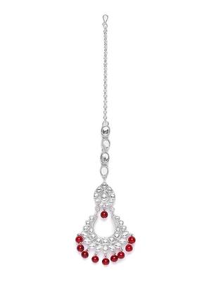 Rhodium Plated Ethnic Indian Traditional Kundan & Pearl Choker Necklace Jewellery Set for Women  5