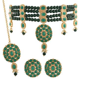 Traditional Handcrafted Faux Kundan & Pearl Studded Choker Jewellery Set For Women  1
